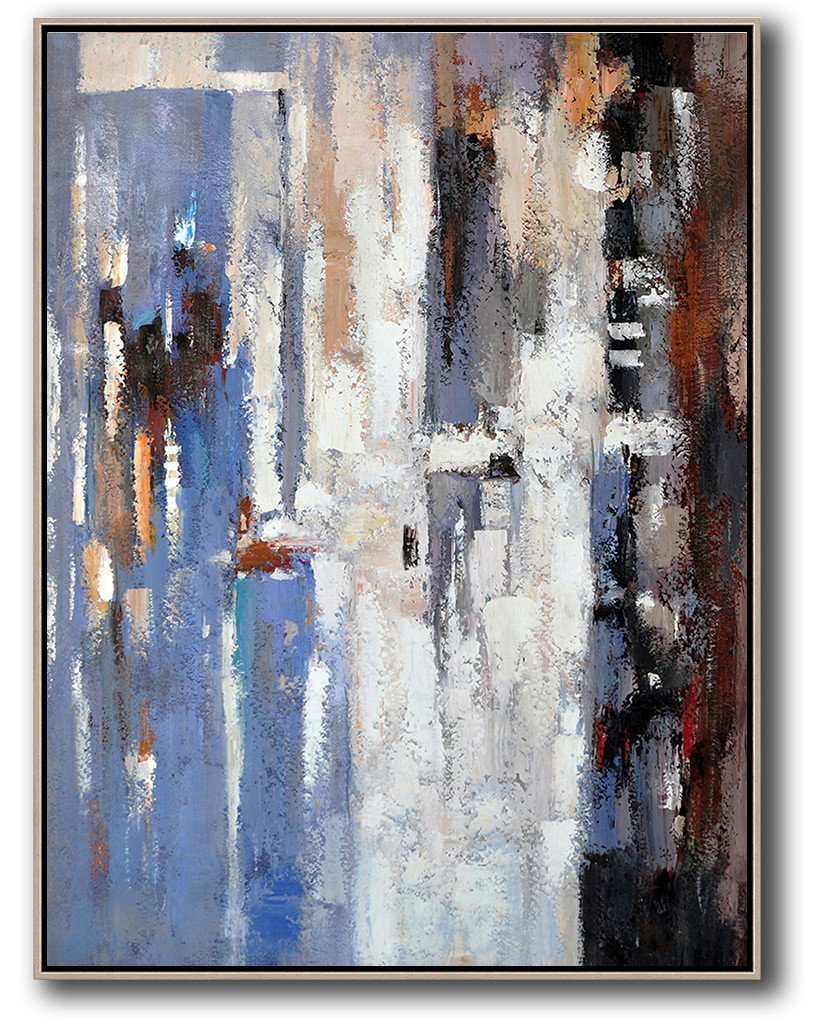 Vertical Palette Knife Contemporary Art #L3B - Acrylic Art Large